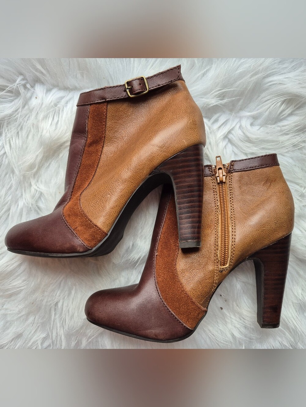 Womens Seychelles "Stick Your Neck Out" Multi-Brown Ankle Boots Sz 6
